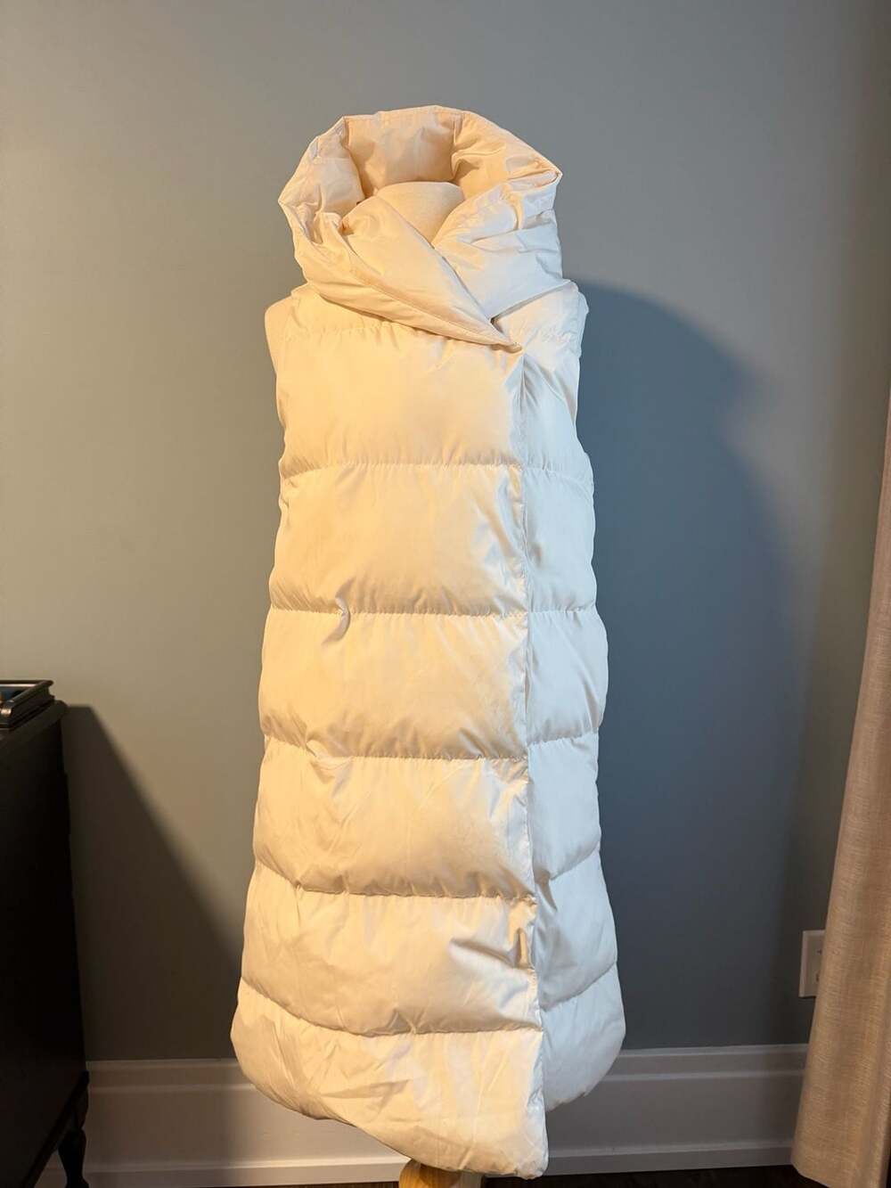 Calia Women's Long Puffer Vest White Hooded Size XS